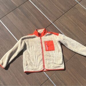 J.Crew Fleece Jacket | Orange and Cream | Size: Small